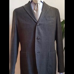 Biglioli Unstructured Plaid Wool K Jacket Gray XL